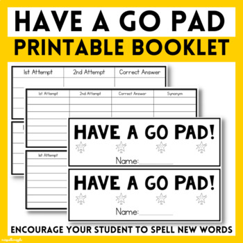 Preview of 'Have a Go Pad'  Spelling Practice Printable Booklet