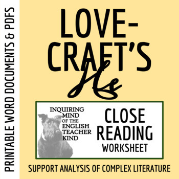 Preview of "He" by H.P. Lovecraft Close Reading Analysis Worksheet (Printable)