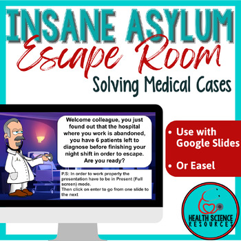 Preview of  Health Science Digital Escape Room: Solving Medical Cases