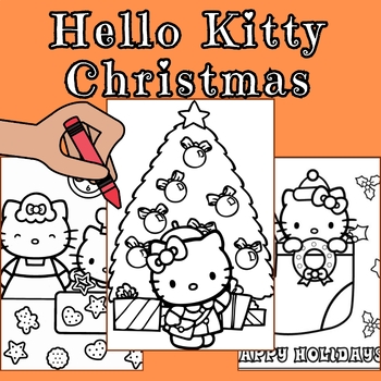 Preview of ✅Hello Kitty Christmas Coloring Pages (x23 page)