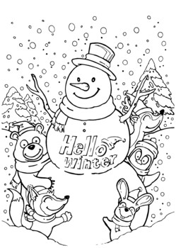 Winter Coloring Pages, Hello Winter January Activities Coloring Book for  Adults