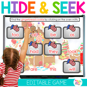 Preview of Hide and Seek Game | Gingerbread Man Sight Word Practice | Christmas Activities