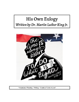 Preview of Black History Month "His Own Eulogy" Dr. Martin Luther King Jr. Eulogy Lesson