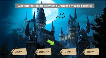 Preview of "Hogwarts mystery" game (Harry Potter Interactive PowerPoint quiz & quest)