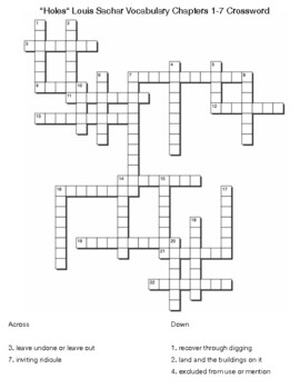 Holes by : Louis Sachar Crossword - WordMint