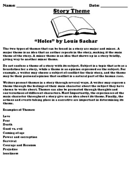 Holes by Louis Sachar Writing Worksheet / Worksheet -Irish, worksheet