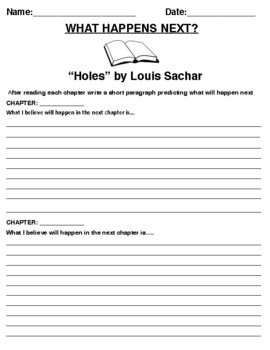 holes by louis sachar udl chapter prediction worksheet by northeast education