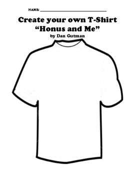 “Honus and Me” by Dan Gutman T-SHIRT WORKSHEET by Northeast Education