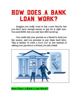 Preview of "How Does a Bank Loan Work?" + Multiple Choice Worksheet (Financial Literacy)