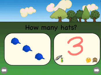 Preview of "How Many Hats?" A 0-10 Counting and Number Writing Lesson.