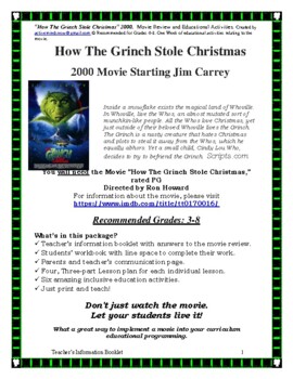 Preview of “How The Grinch Stole Christmas” 2000. Movie Review and Educational Activities.