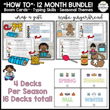 Preview of "How To" Boom Cards™ Typing Activities • 4 Seasons • Type Words & Sentences