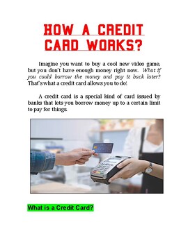 Preview of "How a Credit Card Works?" + Multiple Choice Worksheet (Financial Literacy)