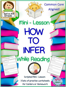 Preview of "How to Infer" Mini-Lesson for 2nd or 3rd Grade  Worksheets for Centers Included