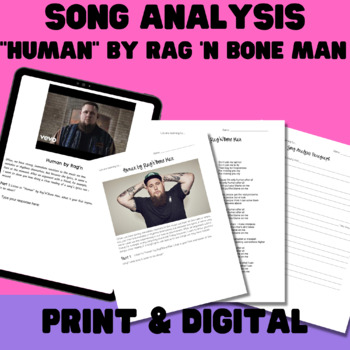 Preview of "Human" by Rag' N' Bone Man Song Analysis - Online & Printable Versions Included