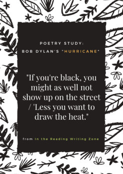 Preview of "Hurricane" by Bob Dylan: Poetry Study - Black Lives Matter - DISTANCE LEARNING