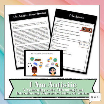 Preview of 'I Am Autistic' Unit - Neurodiversity Affirming Social Narrative and Worksheets