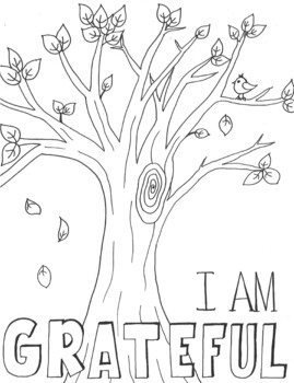 Preview of "I Am Grateful" Character Coloring Page
