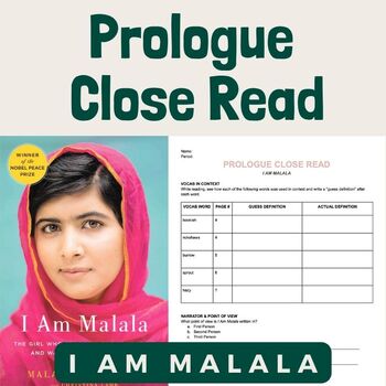 Preview of "I Am Malala" Prologue Close Read
