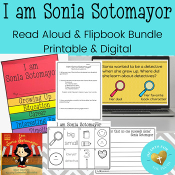 Preview of "I Am Sonia Sotomayor" Interactive Read Aloud & Flipbook Bundle Print/Digital
