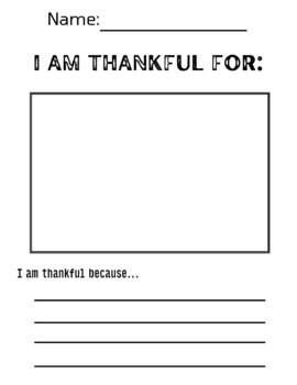 Preview of "I Am Thankful" worksheet