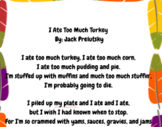"I Ate Too Much Turkey" poem activity. 