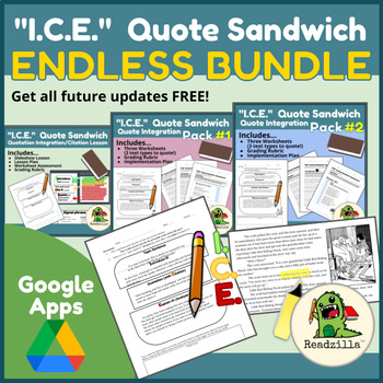 Preview of "I.C.E." Quote Sandwich Lesson and Worksheets - ENDLESS BUNDLE