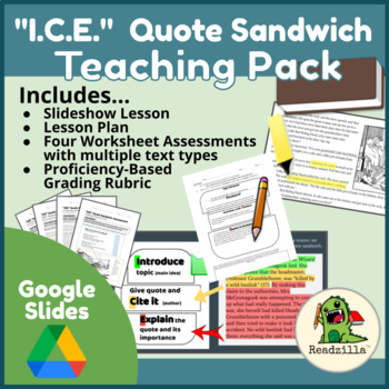 Preview of "I.C.E." Quote Sandwich - Quotation Integration Lesson Bundle