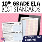 10th Grade ELA BEST Standards "I Can" Checklists Florida A