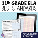 11th Grade ELA BEST Standards "I Can" Checklists Florida A