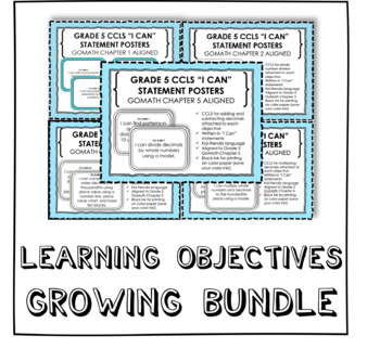 Preview of "I Can" Learning Objectives Bundle - Grade 5 GoMath Aligned!