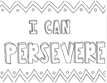 Preview of "I Can Persevere" Character Coloring Page