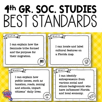Preview of 4th Grade Social Studies Florida BEST Standards "I Can" Posters