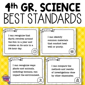 Preview of 4th Grade Science Florida Standards "I Can" Posters BEST