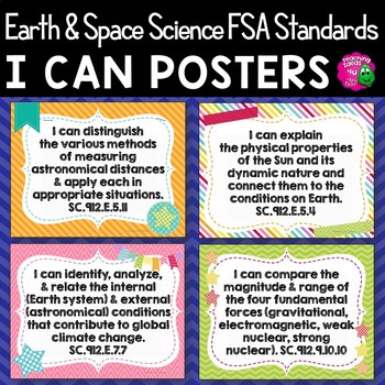 Preview of "I Can" Posters: Earth & Space Science High School Florida Standards 9th Grade