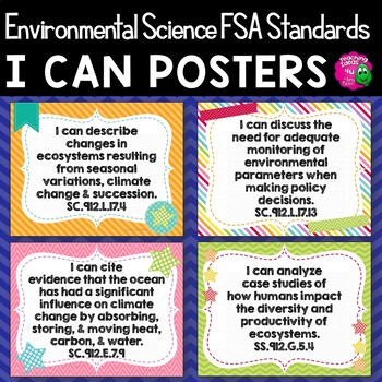 Preview of "I Can" Posters: Environmental Science High School Florida Standards