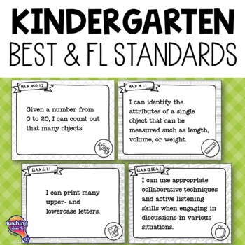 Preview of Kindergarten Core Subjects BEST Standards "I Can" Posters Florida ELA MATH++