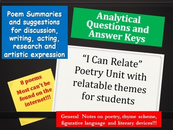 Preview of Relatable Poetry Unit for Middle and High School Students- Distance Learning