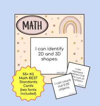 Preview of "I Can" Statement CARDS of KG Math BEST Standards (for Classroom Display)
