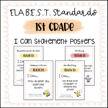 Preview of "I Can" Statement Posters | Florida B.E.S.T Standards | ELA | 1st Grade