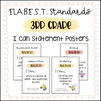 Preview of "I Can" Statement Posters | Florida B.E.S.T Standards | ELA | 3rd Grade