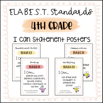 Preview of "I Can" Statement Posters | Florida B.E.S.T Standards | ELA | 4th Grade