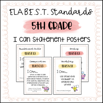 Preview of "I Can" Statement Posters | Florida B.E.S.T Standards | ELA | 5th Grade