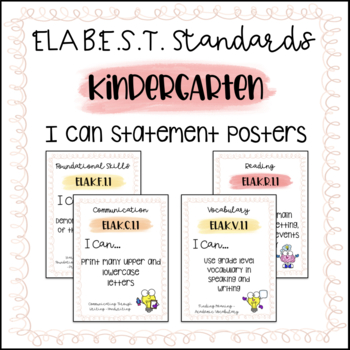Preview of "I Can" Statement Posters | Florida B.E.S.T Standards | ELA | Kindergarten