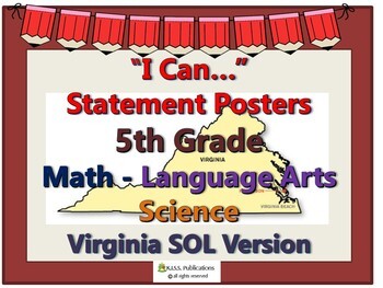 Preview of "I Can..." Statement Posters for 5th Gr VA SOL's 2021 UPDATED VERSION!