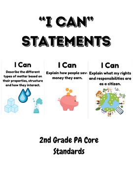 Preview of "I Can" Statements- 2nd Grade Social Studies and Science **editable!