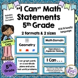 I Can Statements Math Poster Set for 5th Grade (CCSS) 2 fo