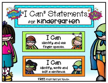 Preview of "I Can" Statements for Kindergarten Super Hero