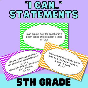 Preview of "I Can..." Statements for MN ELA Standards-Grade 5 - Chevron Themed
