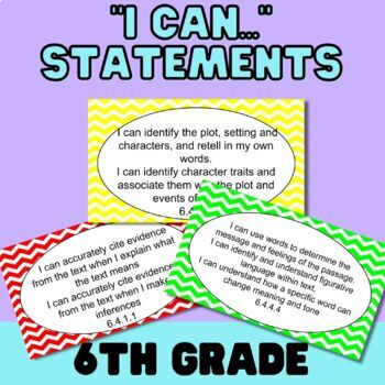 Preview of "I Can..." Statements for MN ELA Standards-Grade 6